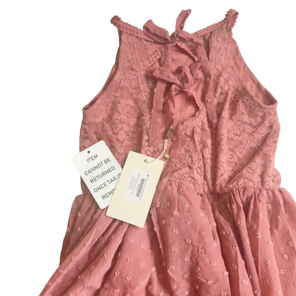 Joyfolie Oliviah Ashe Rose Dress W/ Lace & Polka Dots Handkerchief Hem Sz 7 - Picture 12 of 16